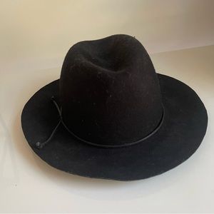 Black wool fedora hat